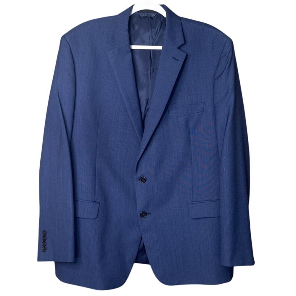 Lauren Ralph Lauren Two Button Suit Jacket Blazer Blue Wool Blend Size 46R